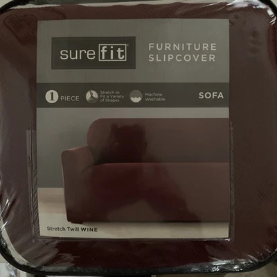 Capa para Sofá Sure Fit Stretch Sarja Vinho One Piece nova em kg - Imagem 1 de 2