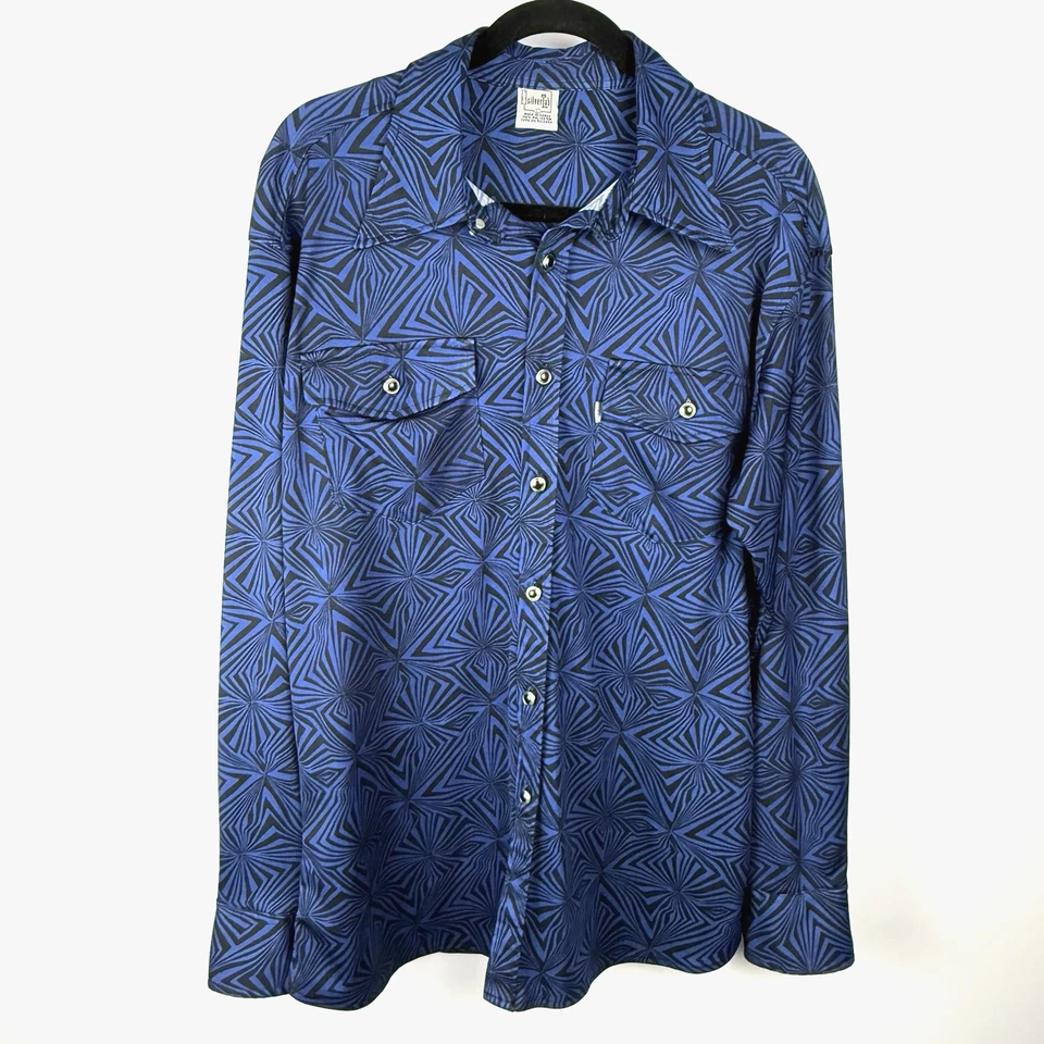 VTG Levi’s Silver Tab Button Shirt Mens L Blue Black Psychedelic Rave Y2K Hippie - Image 1 of 4