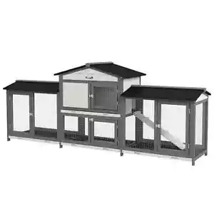 2-Tier Large Rabbit Hutch Outdoor with Double Side Run Boxes, No-leak - Picture 1 of 12