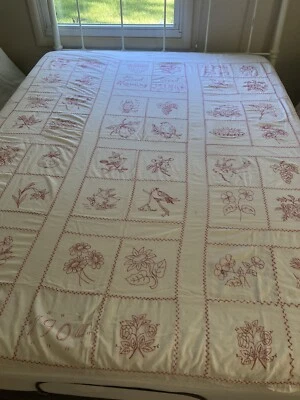 vintage antique early americana bedcover handmade 1904 OOAK - Image 1 of 4