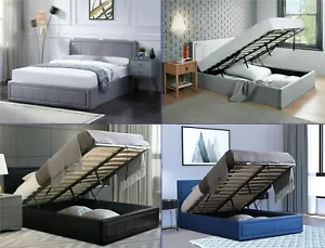 Ottoman Bed Frame Storage Bed & Mattress Single Small Double 4ft6 King Size Bed - Picture 1 of 57