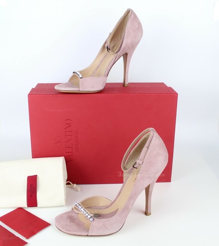 NUOVO VALENTINO GARAVANI d'Orsay sandalo scamosciato strass con tacco EUR 38 MSRP $1095