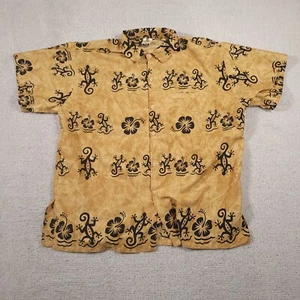 Rima BeachWorld Hawaiian Button Up Short Sleeve Lizard Floral Shirt Mens Large  - Picture 1 of 13