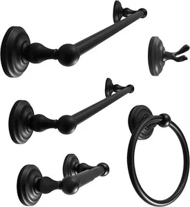 5 pcs Bathroom Accessory Set Heavy Duty Hook Toilet Paper Holder Towel Ring Bar - Picture 1 of 53