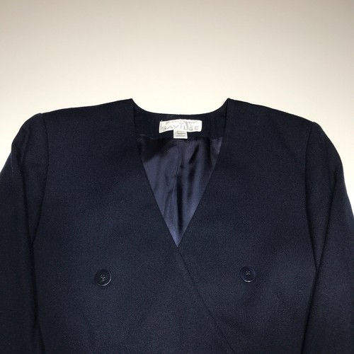 VETEMENTS Giacca blazer donna Rena Rowan Saville taglia 10 blu navy 100% pura lana carriera