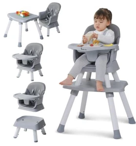 Baby Highchair, 8 in 1 High Chairs for Babies and Toddler Convertible HighChair - Picture 1 of 4