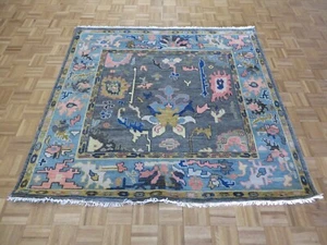 6 x 6 Square Hand Knotted Gray Colorful Oushak Oriental Rug G12993 - Picture 1 of 12