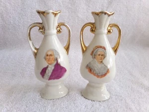 VIntage George & Martha Washington Mt. Vernon Souvenir Mini Vases - Picture 1 of 10