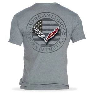 C7 Corvette Born in The USA American Legacy Men's T-Shirt/Heather Gray - Picture 1 of 8