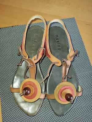 orig. MUXART Sandalen Holzsohle Mehrfarbig Neuwertig Gr,39 - Bild 1 von 4