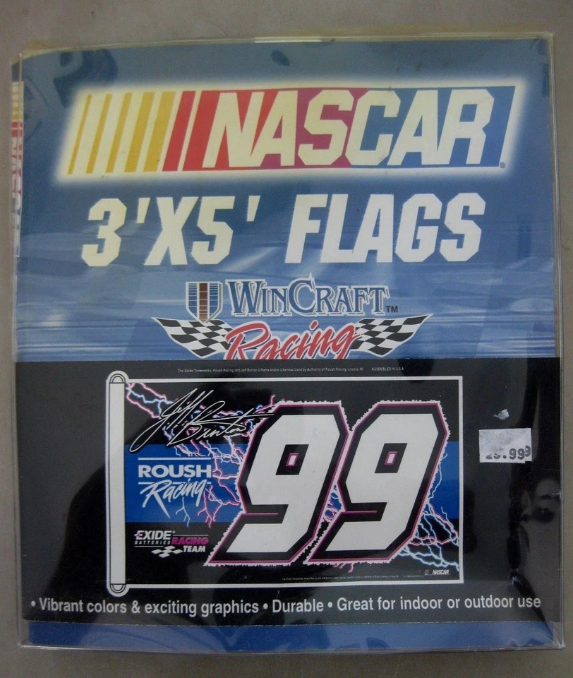 Jeff Burton #99 Exide 3' x 5' Flag New in Package Wincraft Racing Nascar - Image 1 of 1
