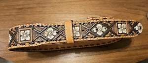 VTG Wright Hand Tooled The Bull Western Brown Leather Belt Personalized VICKIE - Picture 1 of 8