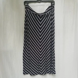 Liz Claiborne zierlicher schwarzer langer Damenrock mit V-Streifen, Größe PXXL - Bild 1 von 6