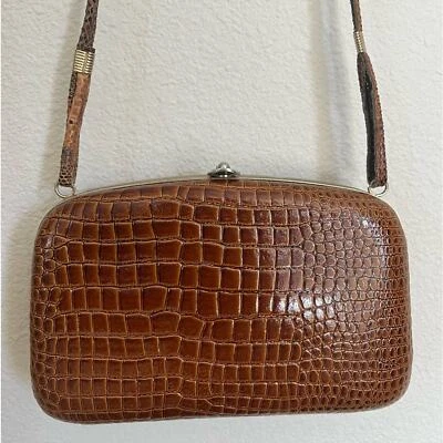 Vintage Crocodile skin Made in Italy brown purse/crossbody - Image 1 of 4