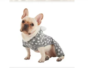 UGG®Avery Fleece Detachable Hooded Pet Coat/PJ's Gray &White Star Size NWT - Picture 1 of 8