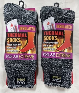 Polar Extreme Women's Insulated Thermal Socks Black/White Shoe Size 5-9 2 Pk - Picture 1 of 7