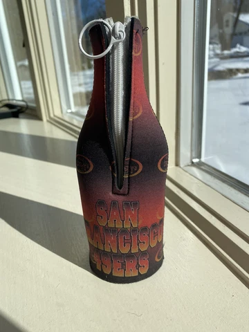 SAN FRANCISCO 49ERS BOTTLE HOLDER COOZIE KOOZIE COOLER WITH ZIPPER Cover