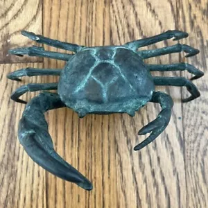 Old Copper Crab Sculpture for Bonsai Decor ~4x6in Japanese? Vintage Patina - Picture 1 of 9