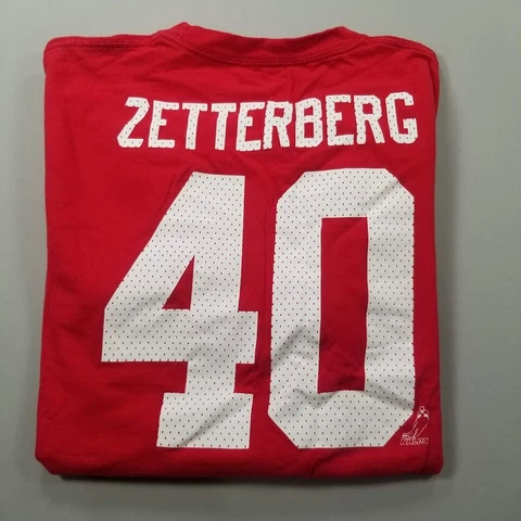DETROIT RED WINGS T shirt Men's XL #40 Henrik Zetterberg Red Double Sided Cotton Cover