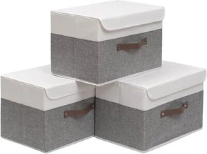 Large Fabric Storage Box w/Lid, 13x9x8in, 3pk - Picture 1 of 10
