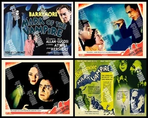 MARK OF THE VAMPIRE BELA LUGOSI - ALL 4 - FOUR 11 X 14 LOBBY CARDS - ALL 4 - Picture 1 of 1