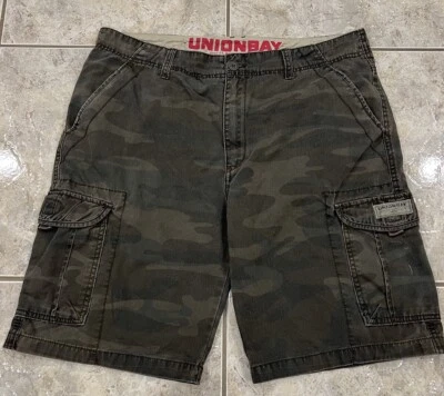 Pantalones Cortos de Carga Para Hombres 42 UNIONBAY 11" Sueltos Patinador Bosque Camuflaje Calce Relajado De Colección Foto 1 de 4