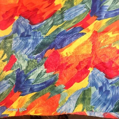 Abstract Multicolor Brushstroke Satin Fabric By Hi-Fashion Fabrics Inc 2.5 yards - Image 1 of 4