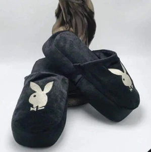 Women’s Playboy Black | White Slippers NWT - Picture 1 of 4