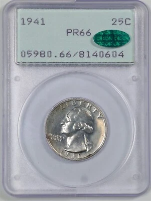 1941 25C Proof Washington Quarter Dollar PR66 PCGS 8140604 "Rattler" Gen 1.2 CAC - Image 1 of 2