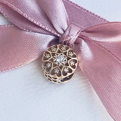 Auténtico genuino retirado Pandora 14k corazones de oro encanto calado 750841 Foto 1 de 4