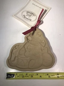 Keksform Vintage 1985 braun Tasche Plätzchen Kunst Keramik Trommler Teddybär - Bild 1 von 11