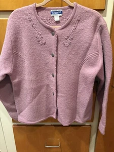 Pendleton Vintage Virgin Wool Women’s Classic Lilac Purple Sweater Cardigan L - Picture 1 of 5