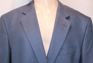 Geoffrey Beane Blazer Mens 50L Blue Graph Check 2 Button Double Vented Jacket - Picture 1 of 12