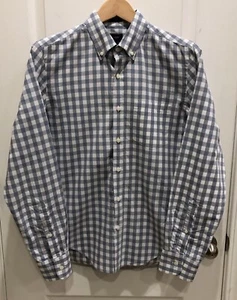 J.Crew Secret Wash Shirt Heather Blue White Plaid Size Small Slim 100% Cotton - Picture 1 of 8