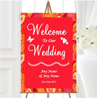 Orange Red And Pink Hearts Personalised Any Wording Welcome To Our Wedding Sign