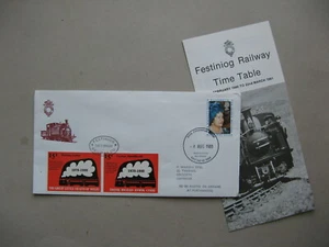 UK WALES, cover FDC 1980, 2x stamp Festiniog Railway, 80th birthday Queen Mother - Picture 1 of 1