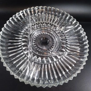 Vintage Indiana Glass Clear 5 Section Relish Dish Serving Tray Lotus Blossom - Picture 1 of 8
