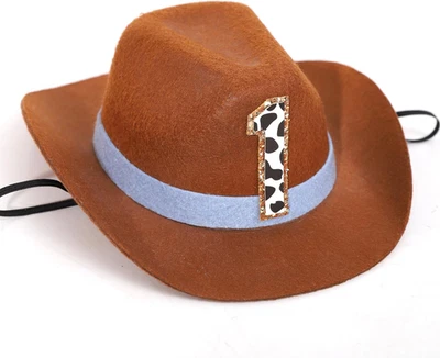 Sombrero de Vaquero 1er Cumpleaños - Decoraciones de Fiesta Estilo Occidental, Niñas Niños Primer Nacimiento Foto 1 de 4