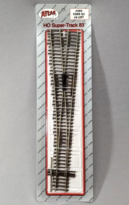 HO scale   Atlas # 505   code 83  # 6 LEFT  HAND  Nickel-Silver  switch - Image 1 of 4