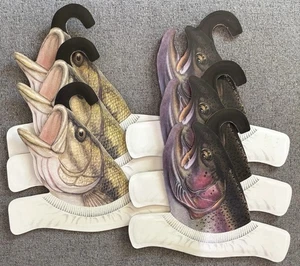 Lot Of 6 Vintage Novelty Adult Clothes Hangers ~ Fishing Enthusiast Angler Decor - Picture 1 of 10
