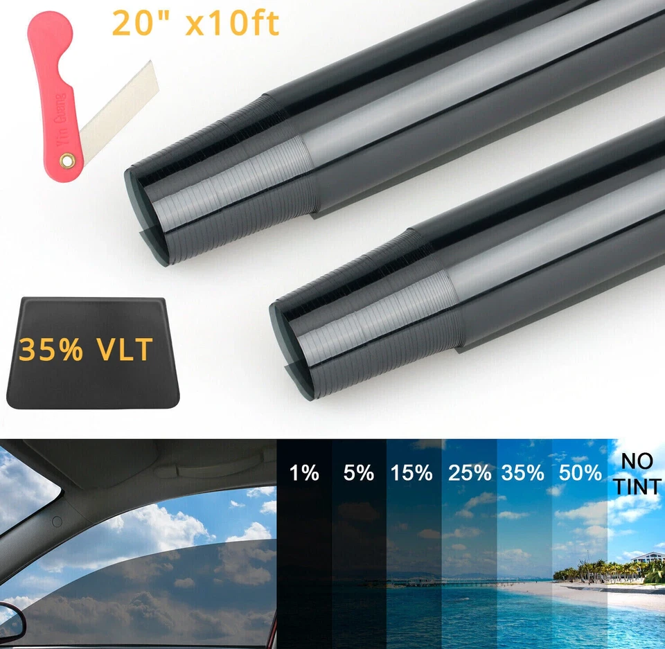 Рулон тонированной пленки 20 x 10 футов необрезанное автомобильное окно 5-35% VLT для стекла автомобиля дома и офиса - Изображение 1 из 4