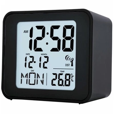 Despertador digital Acctim Cole data controlada por rádio display de temperatura preto - Imagem 1 de 4