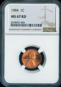 1984 Lincoln Cent RD NGC MS67 RD Qaulity Auction - Picture 1 of 2