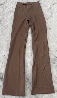 SKIMS Faux Leather Seamed Boot Cut Pants Womens Small Tan/Brown Stretch - Image 1 of 4
