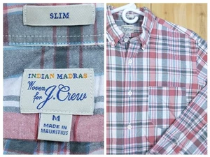 J.Crew Men's M Medium Slim Fit Indian Madras Plaid 100% Cotton Button Up Shirt - Picture 1 of 14