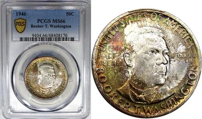 1946 50C PCGS MS66 BTW SILVER COMMEM ~ BEAUTIFUL ORIGINAL COLOR! - Image 1 of 4