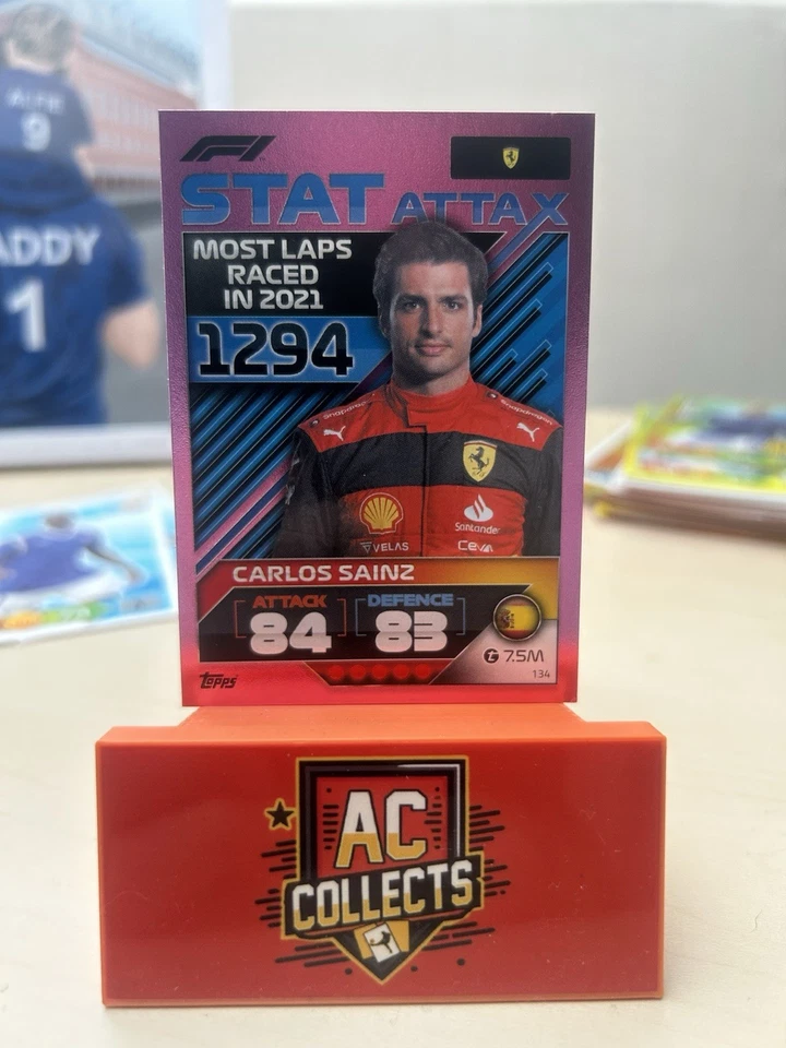 2022 Topps F1 Turbo Attax - Stat Attax Carlos Sainz #134 Pink Mirror Foil (D) - Image 1 of 1