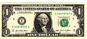 $1 2021 Fancy Serial  Uncirulated CU   E33979797A  DOUBLES!!! - Picture 1 of 1