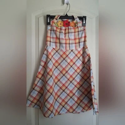Vestido de algodón Gymboree Y2k para niñas talla 7 cuadros niñas FLORES HALTER PASCUA Foto 1 de 4