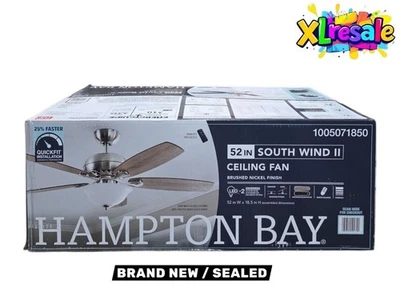Hampton Bay Southwind II 52" LED Ceiling Fan Brushed Nickel Remote Reversible - Image 1 of 4